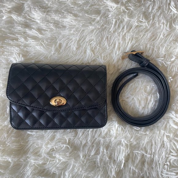 Stylenanda Black Quilted Waist Bag - Picture 1 of 4